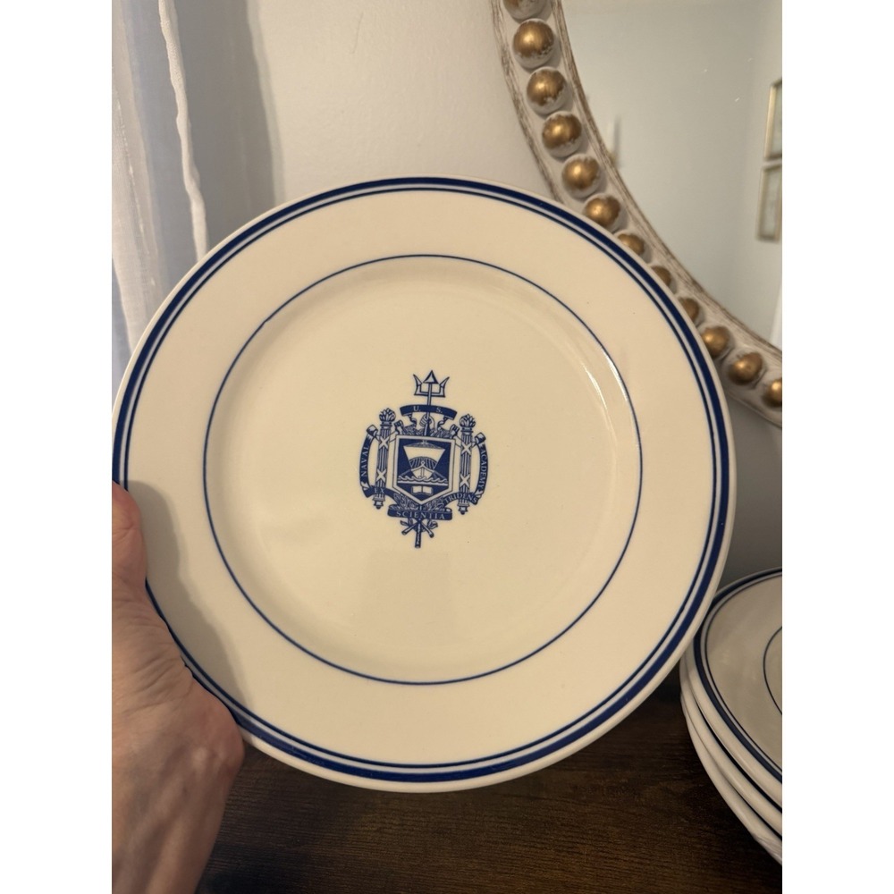 Set of 4 U.S. Naval Academy Niagara China 10.5" Dinner Plates Blue Crest